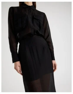 Blaq Sheer Column Skirt in Black