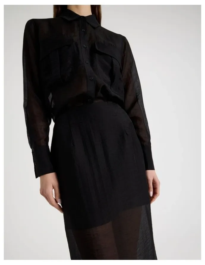 Blaq Sheer Column Skirt in Black