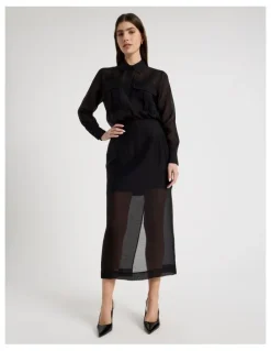Blaq Sheer Column Skirt in Black