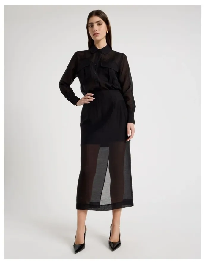 Blaq Sheer Column Skirt in Black