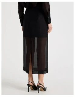 Blaq Sheer Column Skirt in Black