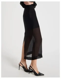 Blaq Sheer Column Skirt in Black