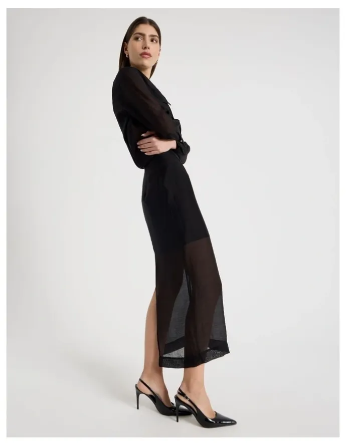 Blaq Sheer Column Skirt in Black