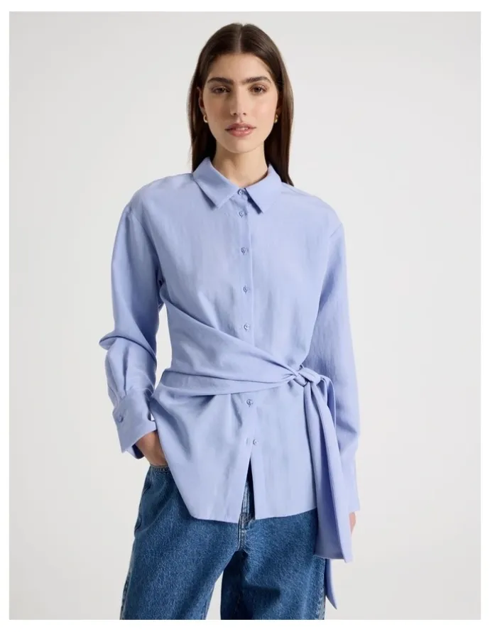 Blaq Side Tie Shirt in Cornflower