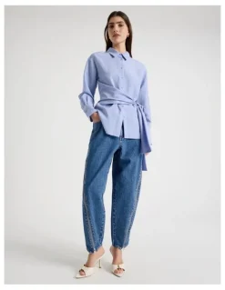 Blaq Side Tie Shirt in Cornflower