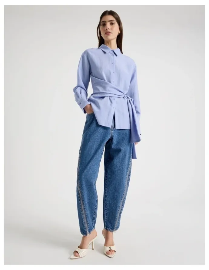 Blaq Side Tie Shirt in Cornflower