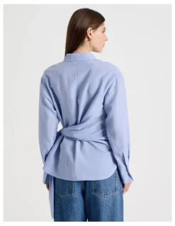 Blaq Side Tie Shirt in Cornflower