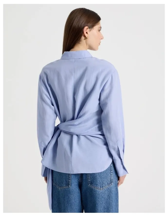 Blaq Side Tie Shirt in Cornflower