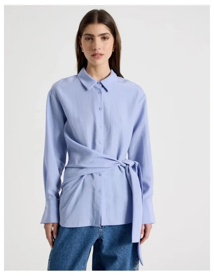 Blaq Side Tie Shirt in Cornflower