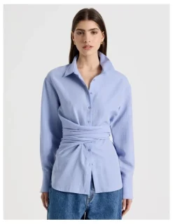 Blaq Side Tie Shirt in Cornflower