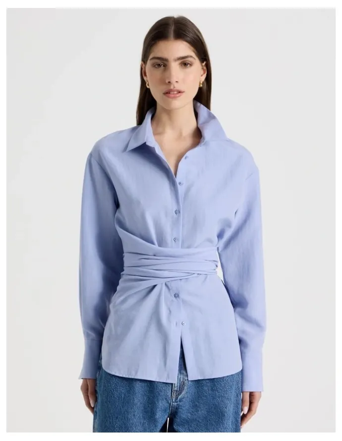 Blaq Side Tie Shirt in Cornflower