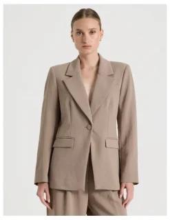 Blaq Single Breasted Blazer in Taupe