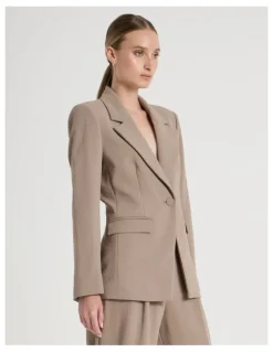 Blaq Single Breasted Blazer in Taupe