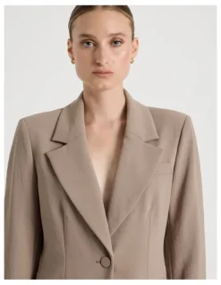 Blaq Single Breasted Blazer in Taupe