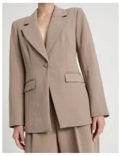 Blaq Single Breasted Blazer in Taupe
