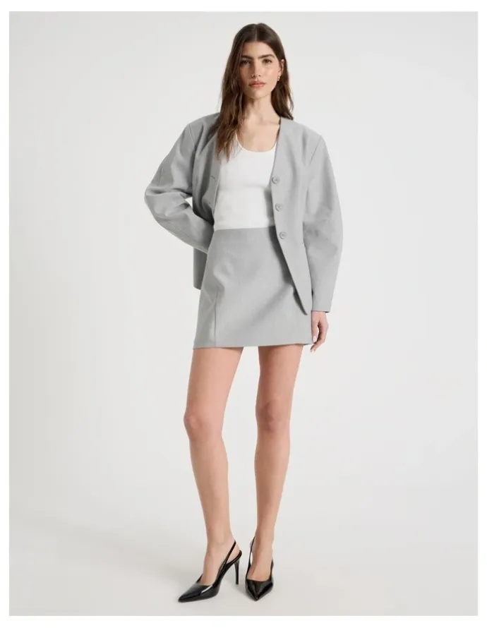 Blaq Spliced Mini Skirt in Grey