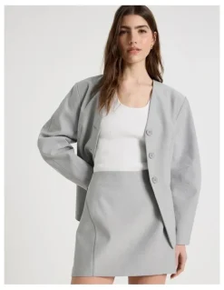 Blaq Spliced Mini Skirt in Grey