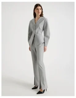 Blaq Split Hem Tailored Pant in Grey
