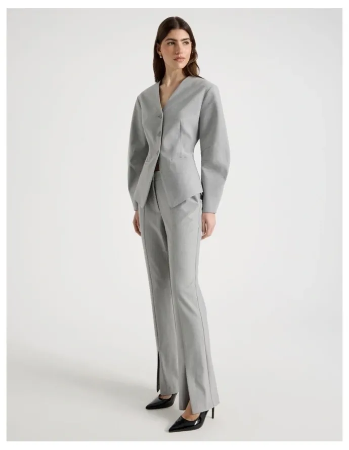 Blaq Split Hem Tailored Pant in Grey