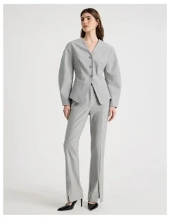 Blaq Split Hem Tailored Pant in Grey
