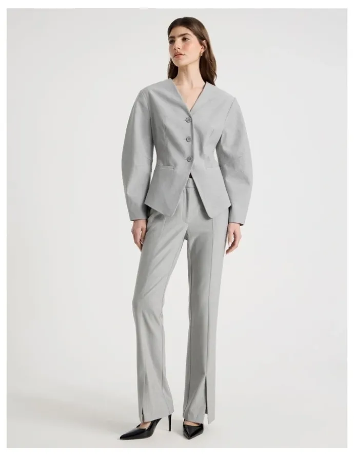 Blaq Split Hem Tailored Pant in Grey