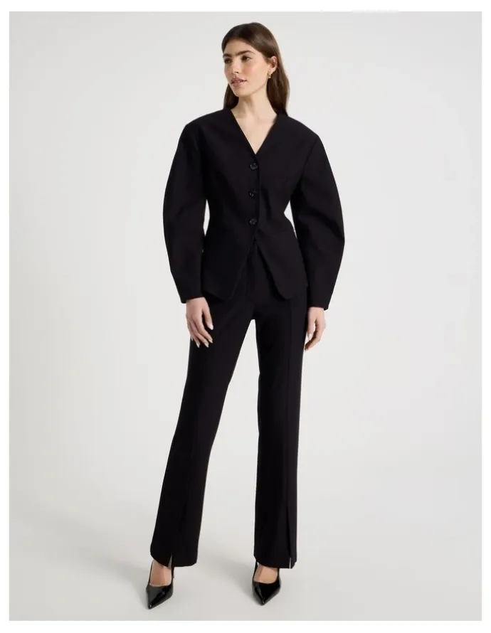 Blaq Split Hem Tailored Pant in Black