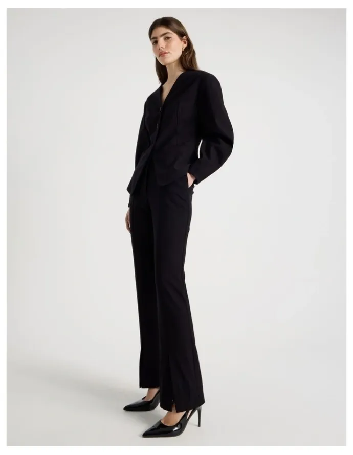 Blaq Split Hem Tailored Pant in Black