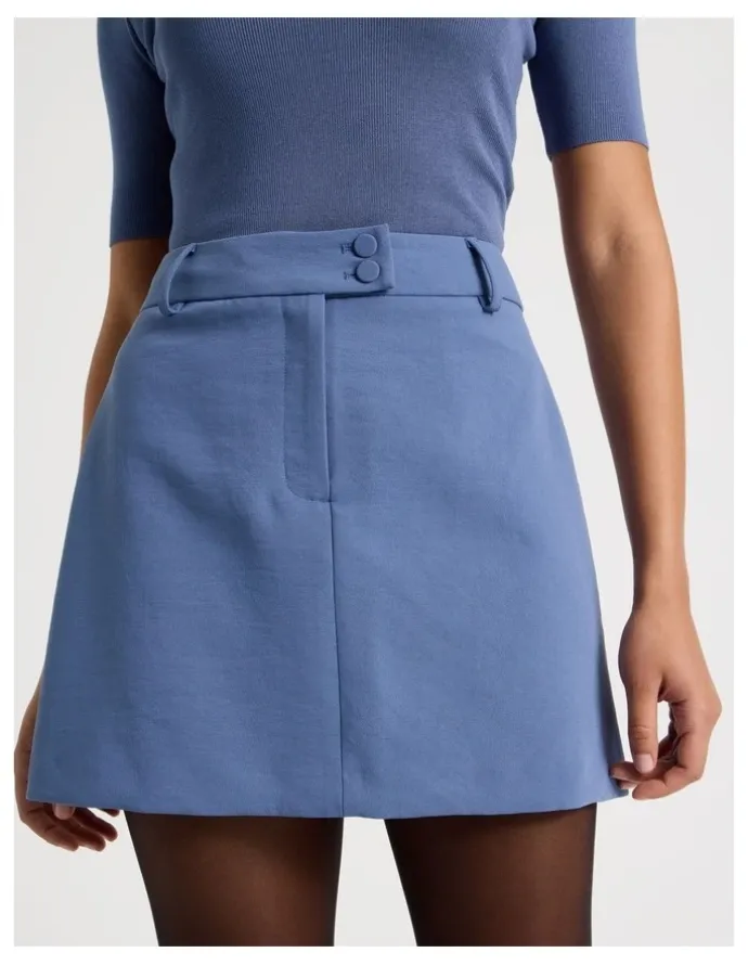 Blaq Tailored Mini Skirt in Dusty Blue