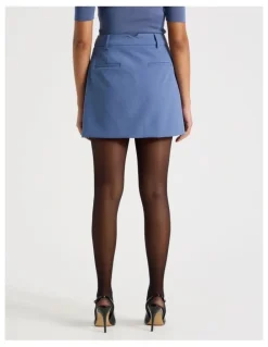 Blaq Tailored Mini Skirt in Dusty Blue