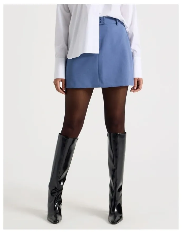 Blaq Tailored Mini Skirt in Dusty Blue