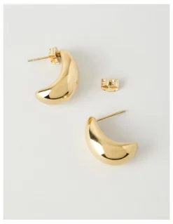 Blaq Waterproof Curved Earrings in Gold