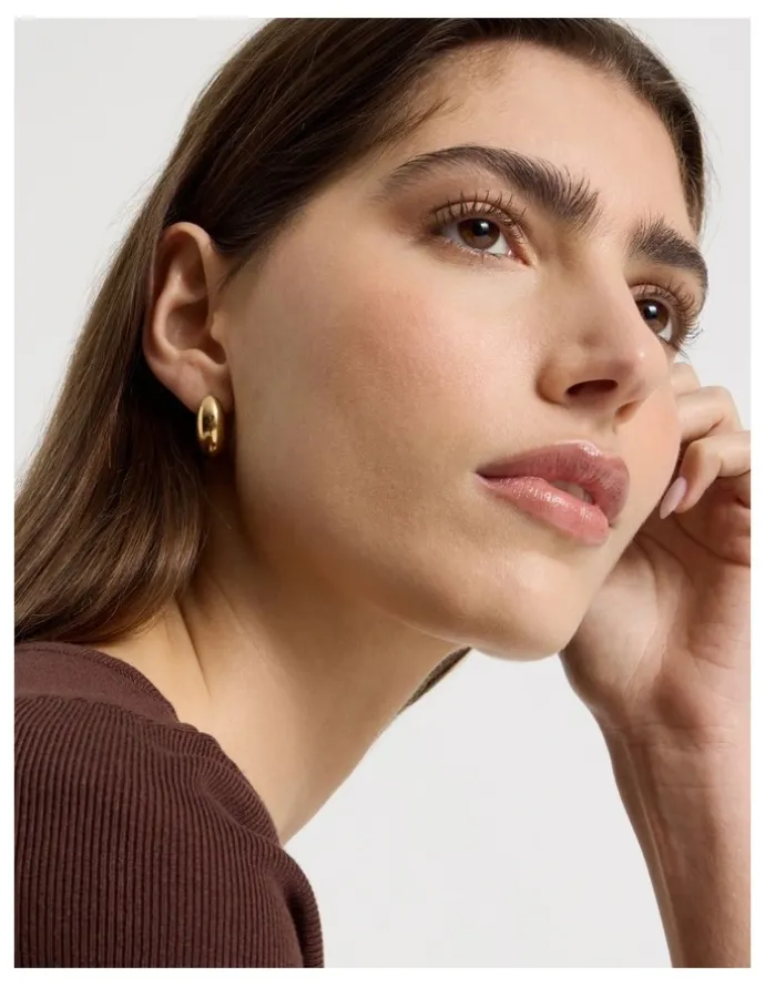 Blaq Waterproof Curved Earrings in Gold