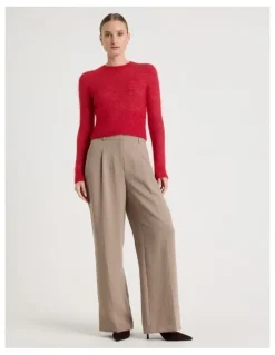 Blaq Wool Mohair Blend Fluffy Knit Jumper in Red