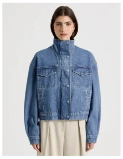 Blaq Denim Funnel Neck Jacket in Denim