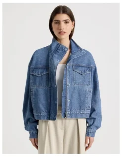 Blaq Denim Funnel Neck Jacket in Denim