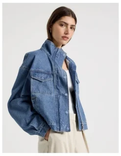 Blaq Denim Funnel Neck Jacket in Denim