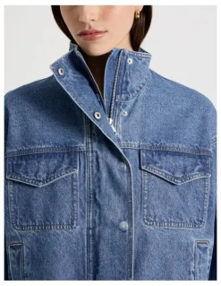 Blaq Denim Funnel Neck Jacket in Denim