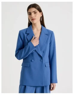 Blaq Double Breasted Blazer in Blue