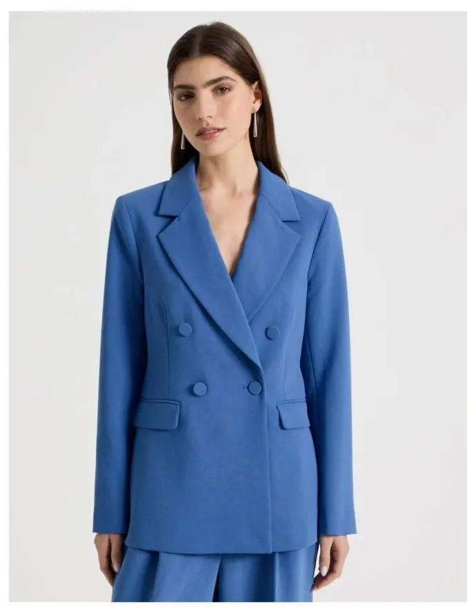 Blaq Double Breasted Blazer in Blue
