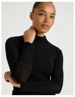 Blaq Jersey Long Sleeve Midi Dress in Black