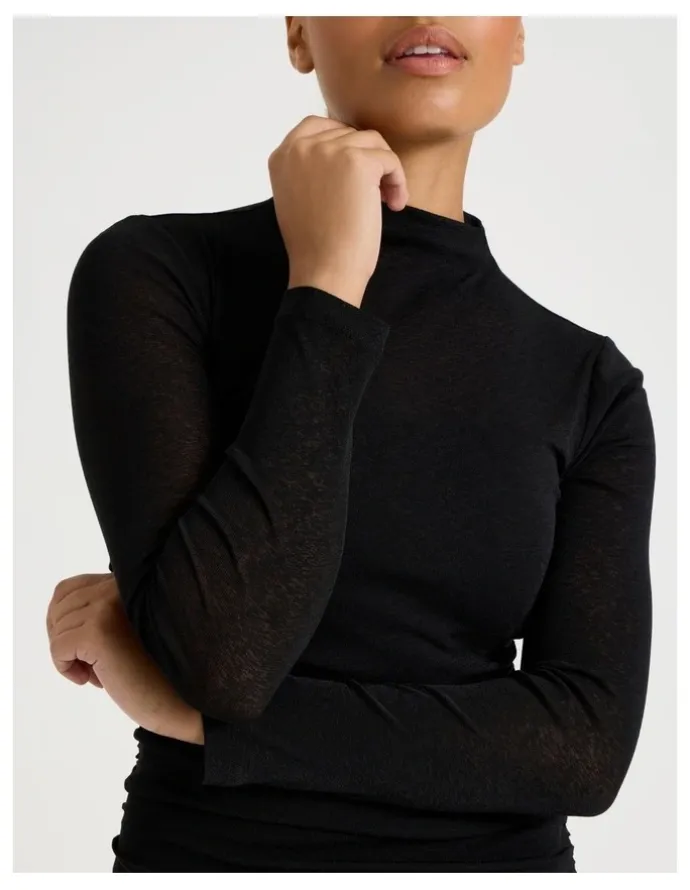 Blaq Jersey Long Sleeve Midi Dress in Black
