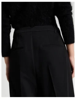 Blaq Petite Double Pleat Wide Pants in Black