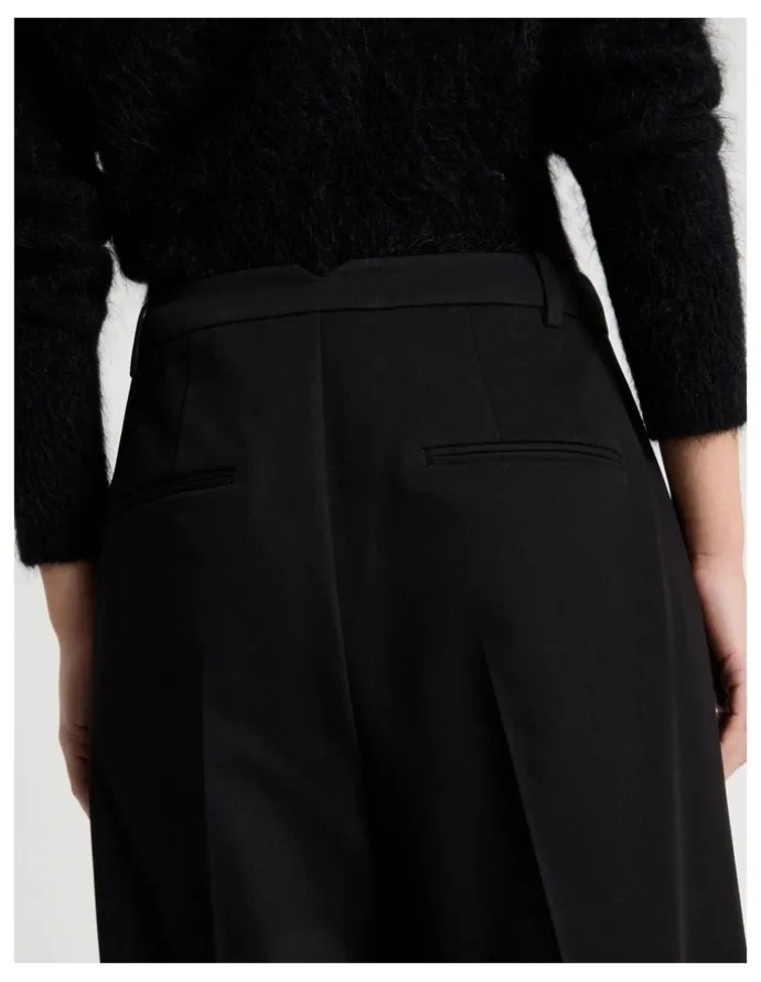 Blaq Petite Double Pleat Wide Pants in Black
