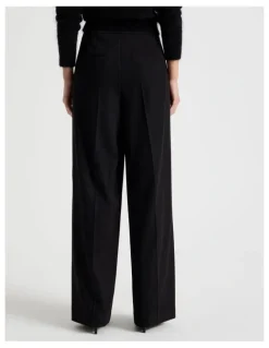 Blaq Petite Double Pleat Wide Pants in Black