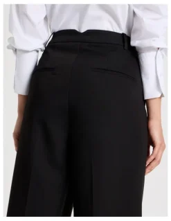 Blaq Petite Double Pleat Wide Pants in Black