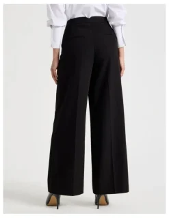 Blaq Petite Double Pleat Wide Pants in Black