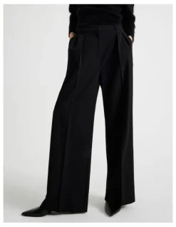 Blaq Petite Double Pleat Wide Pants in Black