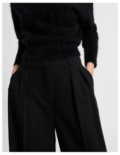 Blaq Petite Double Pleat Wide Pants in Black