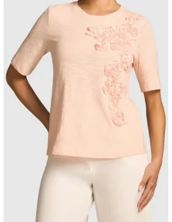 Blue Illusion Applique Half Sleeve Tee - Ballet Slipper