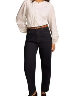 Blue Illusion Barrel Leg Jean - Dark Denim